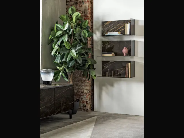 Mensola Zen in SuperMarmo e cristallo di Bontempi