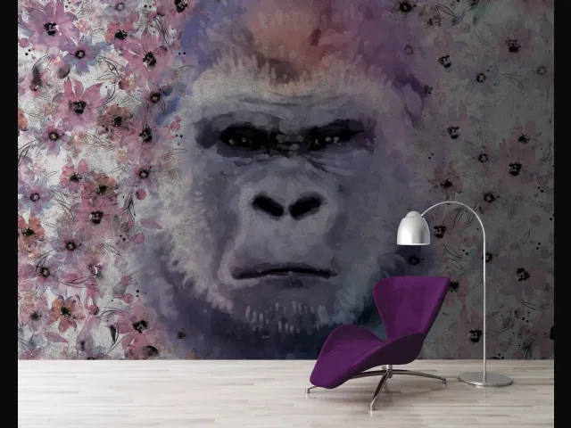 Carta da parati Monkey Kong dai toni viola di Instabilelab