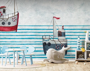 Carta da parati per camerette The Boats di Instabilelab