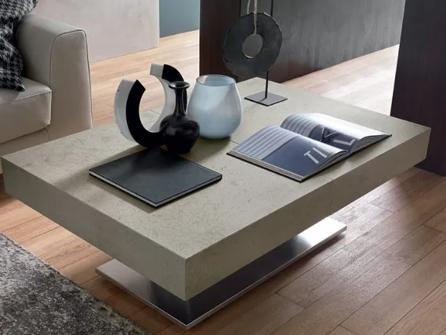 Tavolino trasformabile con top effetto malta Ares Mega di Altacom