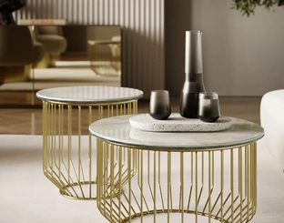 Tavolino Circus in SuperMarmo e acciaio di Bontempi