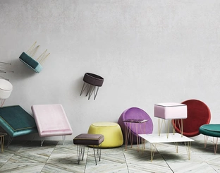 Pouf in tessuto colorato imbottito Pills Collection di Felis