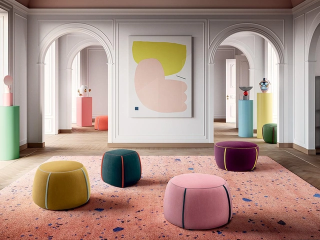 Pouf divertente, morbido e creativo in tessuto colorato sfoderabile Prince di Felis