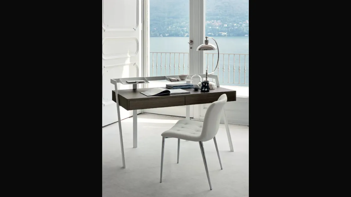 Scrittoio Zac in legno con struttura in acciaio laccato di Bontempi