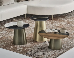 Tavolino Yang in legno e SuperMarmo di Bontempi