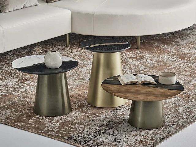 Tavolino Yang in legno e SuperMarmo di Bontempi