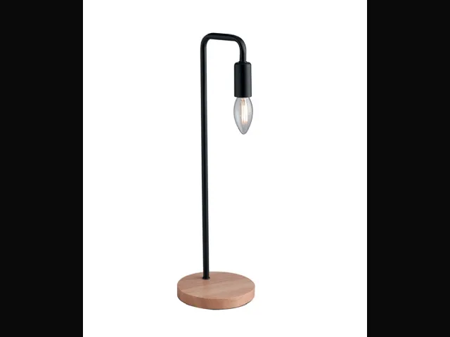 Lampada da tavolo Sushi Nero in metallo con base in legno dallo stile minimale di F_A_N_ Europe