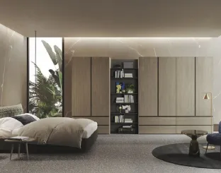 Armadio Ante Battenti 10 in finitura rovere argilla con colonna libreria di Morassutti