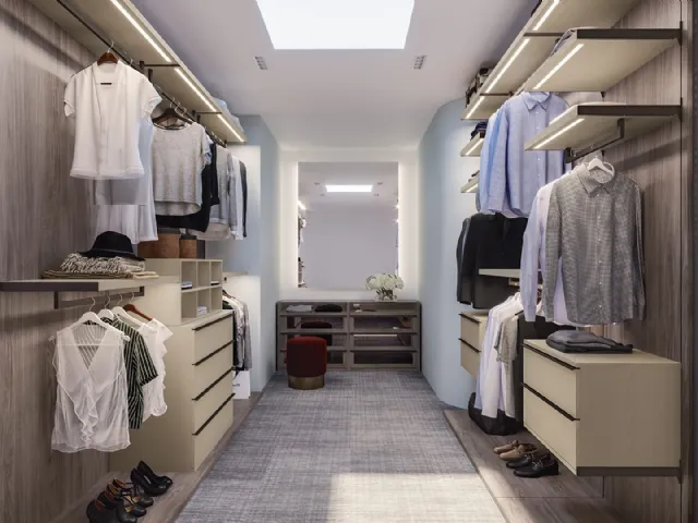Cabina Armadio CA02 in nobilitato Noce Dark Brown e accessori Cretadi Giessegi