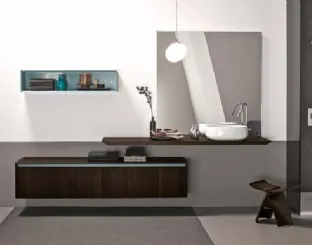 Mobile da Bagno sospeso in rovere termotrattato e laccato lucido 45 05 di Birex