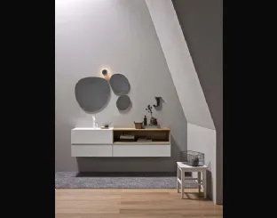Mobile da Bagno sospeso in laccato bianco opaco e rovere 45 06 di Birex