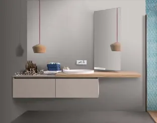 Mobile da Bagno sospeso in melaminico con top in rovere 45 10 di Birex
