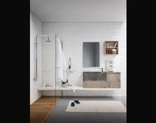 Mobile da Bagno sospeso in melaminico rovere con top e lavabo in marmo grafite 45 13 di Birex