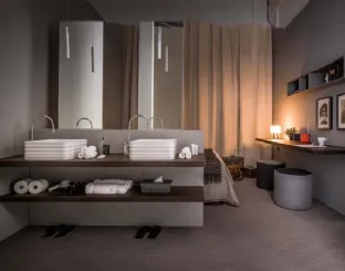 Mobile da Bagno sospeso in rovere termotrattato e laccato opaco 45 14 di Birex