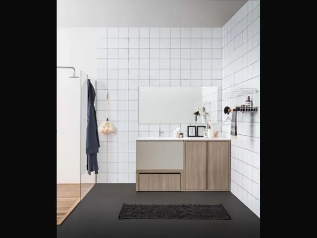 Mobile Bagno da appoggio in melaminico e laccato con top in mineral marmo Acqua e Sapone 05 di Birex
