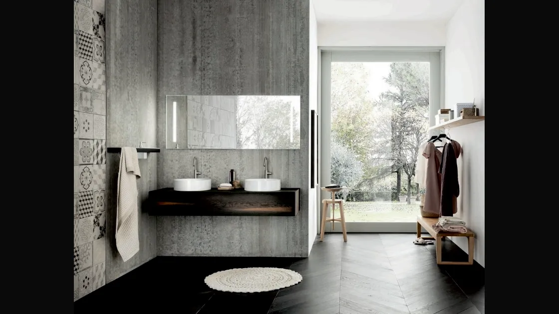 Mobile da Bagno sospeso con doppio lavabo Teddy 01 di Alta Corte