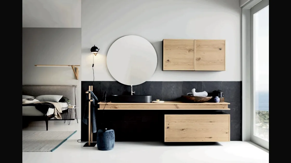 Mobile da Bagno sospeso di design in legno Teddy 02 di Alta Corte