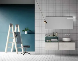 Mobile da Bagno sospeso in laccato effetto resina e laccato opaco grigio Garda Memento 02 di Birex