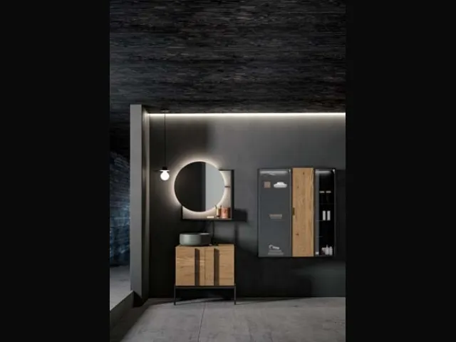 Mobile da Bagno a terra  in rovere e alluminio Sidero 09 di Birex