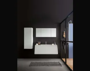 Mobile da Bagno sospeso in laccato bianco opaco e top in Corian Campus 04 di Birex