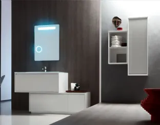 Mobile da Bagno a terra laccato Bianco opaco con top in cristallo Bianco E-45 06 di Arcom