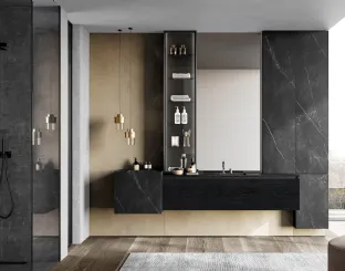 Mobile da Bagno sospeso Facto 08 in essenza rovere carbone e gres di Birex