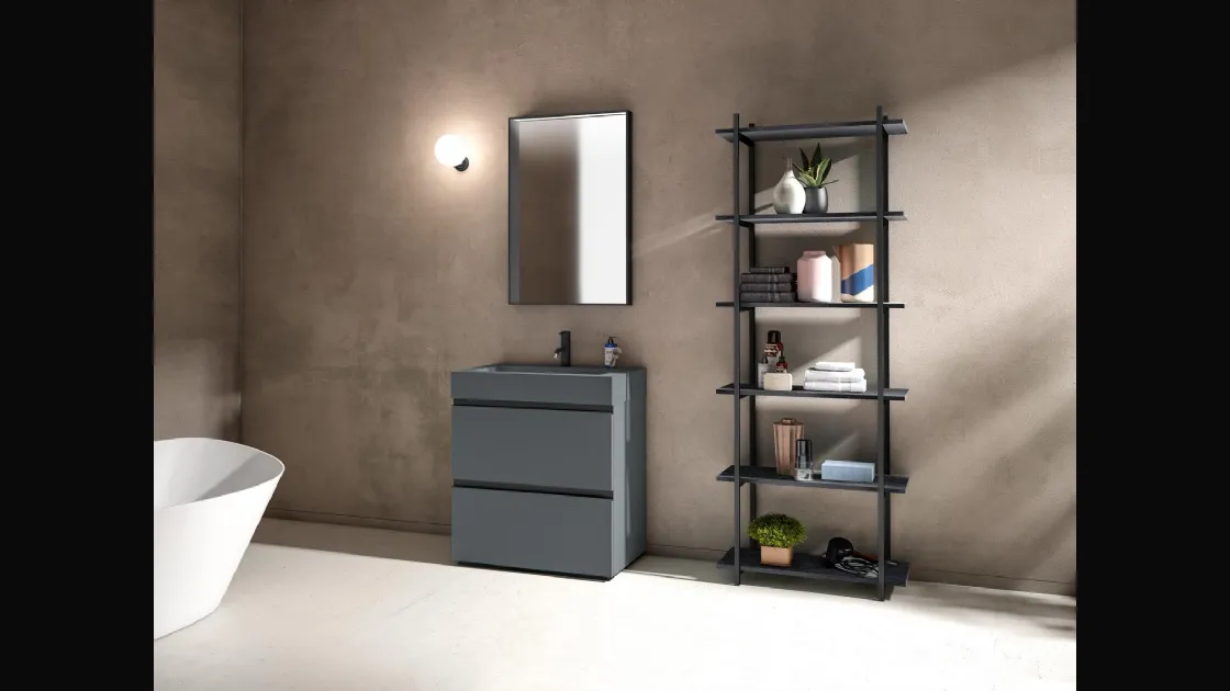 Mobile da Bagno a terra Gola Up 08 in Fenix NTM grigio bromo di Birex