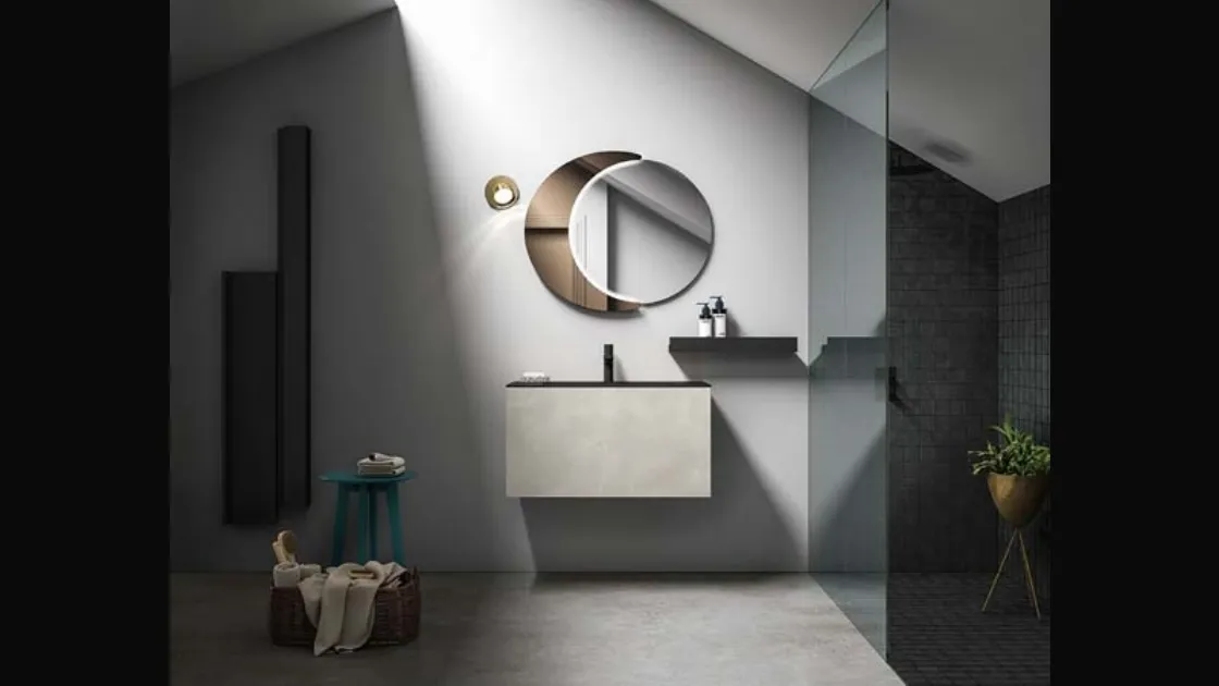 Mobile da bagno sospeso in laccato effetto resina Hosoi 02 di Birex