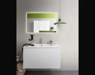 Mobile da Bagno sospeso in laccato opaco e top con lavabo integrato in ceramica Lapis 05 di Birex