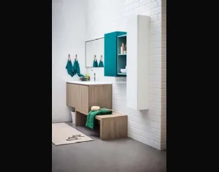 Mobile da Bagno sospeso in melaminico e laccato con top in mineral marmo bianco Lapis 06 di Birex