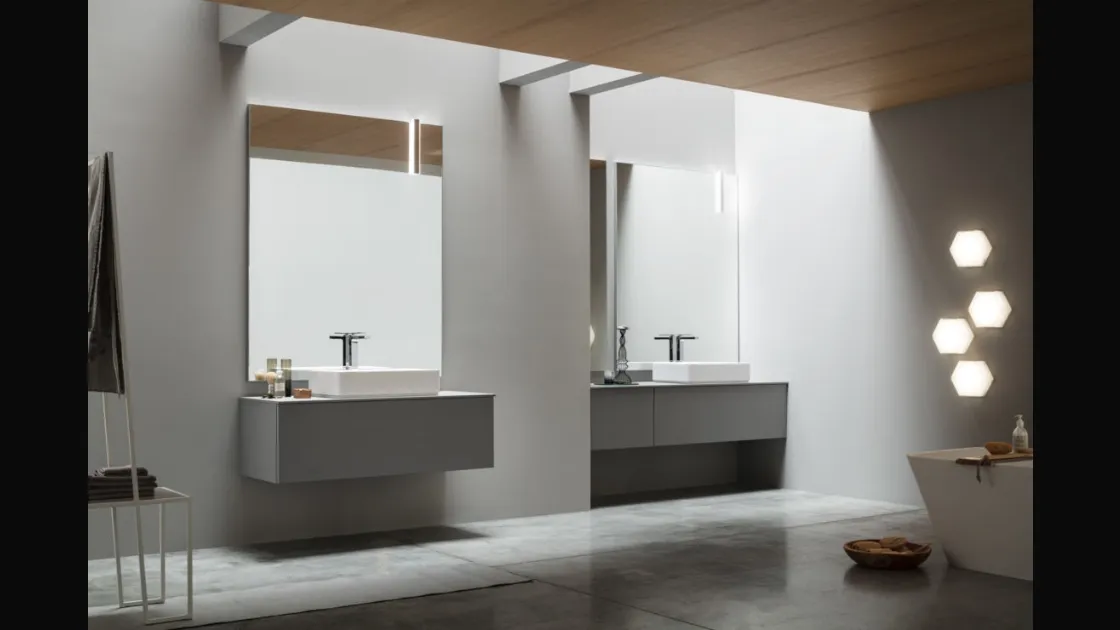 Mobile da Bagno sospeso Rovere laccato Grafite opaco Pollock 01 di Arcom