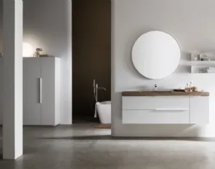 Mobile bagno sospeso in laccato bianco e legno Pollock di Arcom