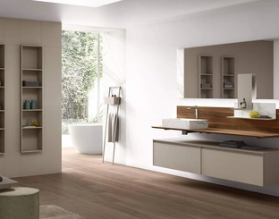 Mobile da Bagno sospeso Shape 32 in vetro laccato di Arcom