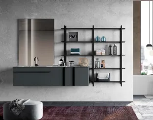 Mobile da Bagno Sidéro 07 in laccato opaco grigio antracite di Birex