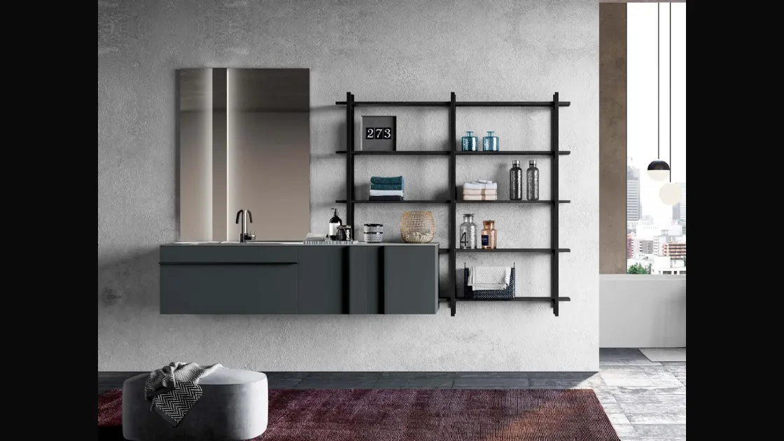 Mobile da Bagno Sidéro 07 in laccato opaco grigio antracite di Birex