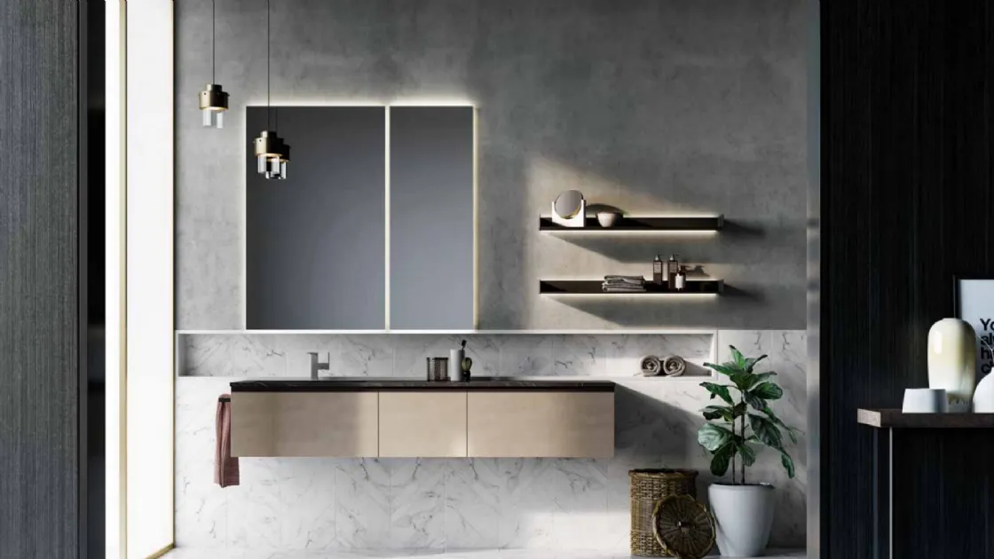 Mobile da Bagno sospeso in laccato metallico Sidero 07 di Birex