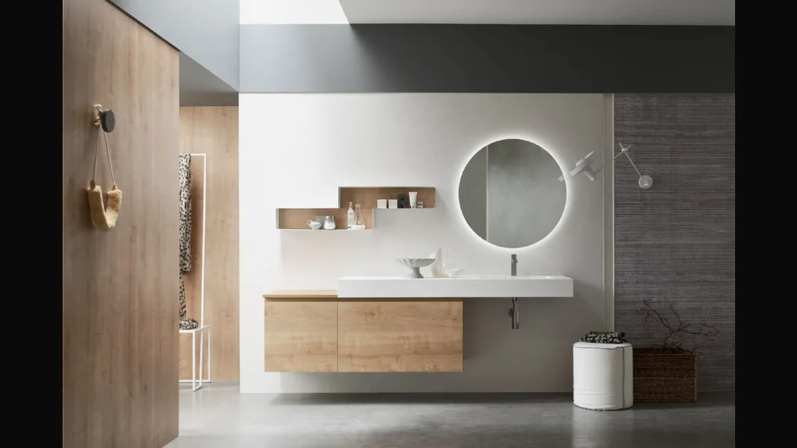 Mobile da Bagno sospeso in Rovere naturale Soul 69 di Arcom