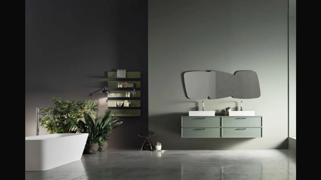 Mobile sospeso a 4 cassetti in Frassino Rosmarino Vanity 03 di ArcomR
