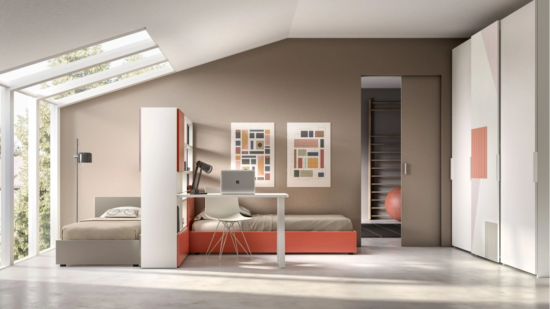 Camera componibile a 2 letti Room 115 di Zg Mobili