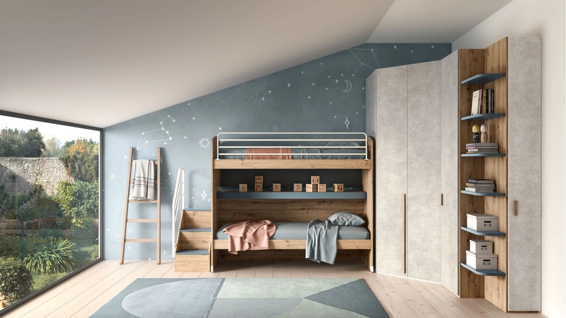 Camera con letto a castello e armadio angolare Room 160 di Zg Mobili