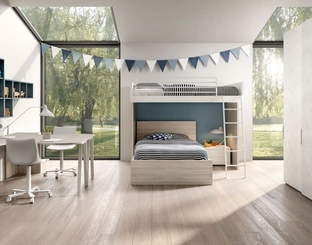 Camera con soppalco e scrivania doppia Room 154 di Zg Mobili