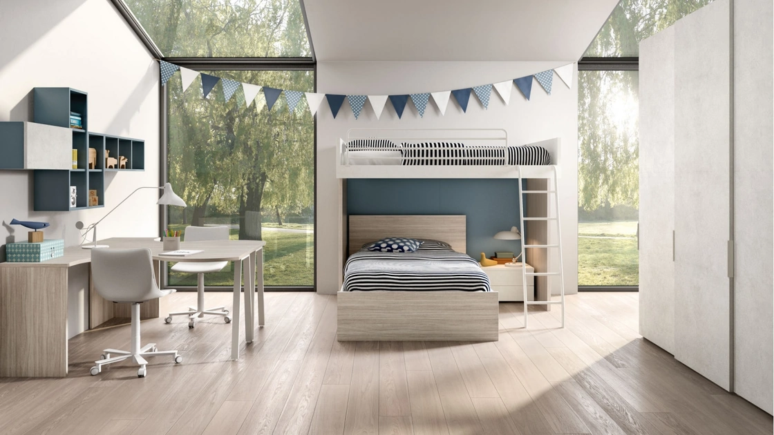 Camera con soppalco e scrivania doppia Room 154 di Zg Mobili