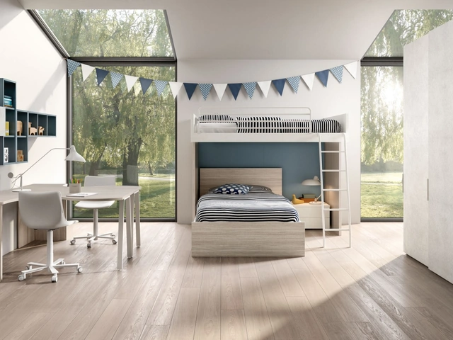 Camera con soppalco e scrivania doppia Room 154 di Zg Mobili