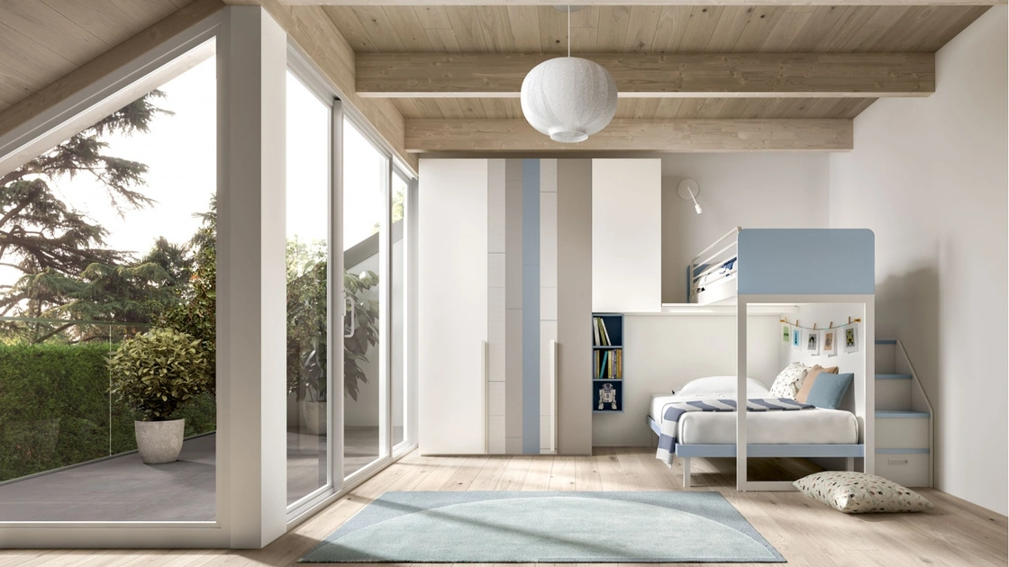 Camera con soppalco Room 163 con armadio dalle ante personalizzabili di Zg Mobili