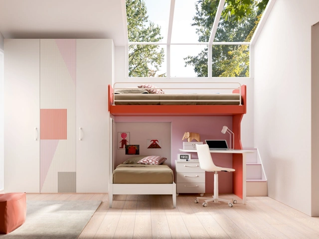 Camera con soppalco e scrivania Room 168 di Zg Mobili