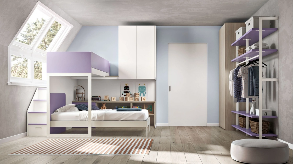 Camera con soppalco e cabina armadio Room 169 di Zg Mobili