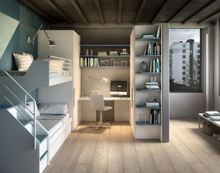 Camera con soppalco e scrivania Room 170 di Zg Mobili