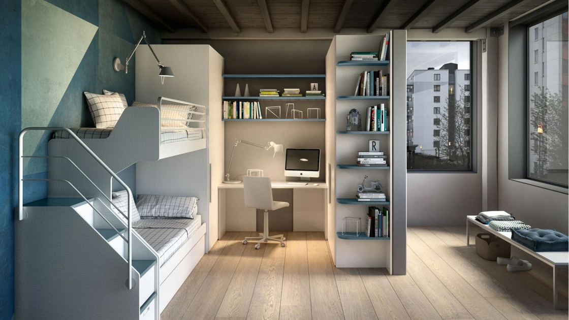 Camera con soppalco e scrivania Room 170 di Zg Mobili