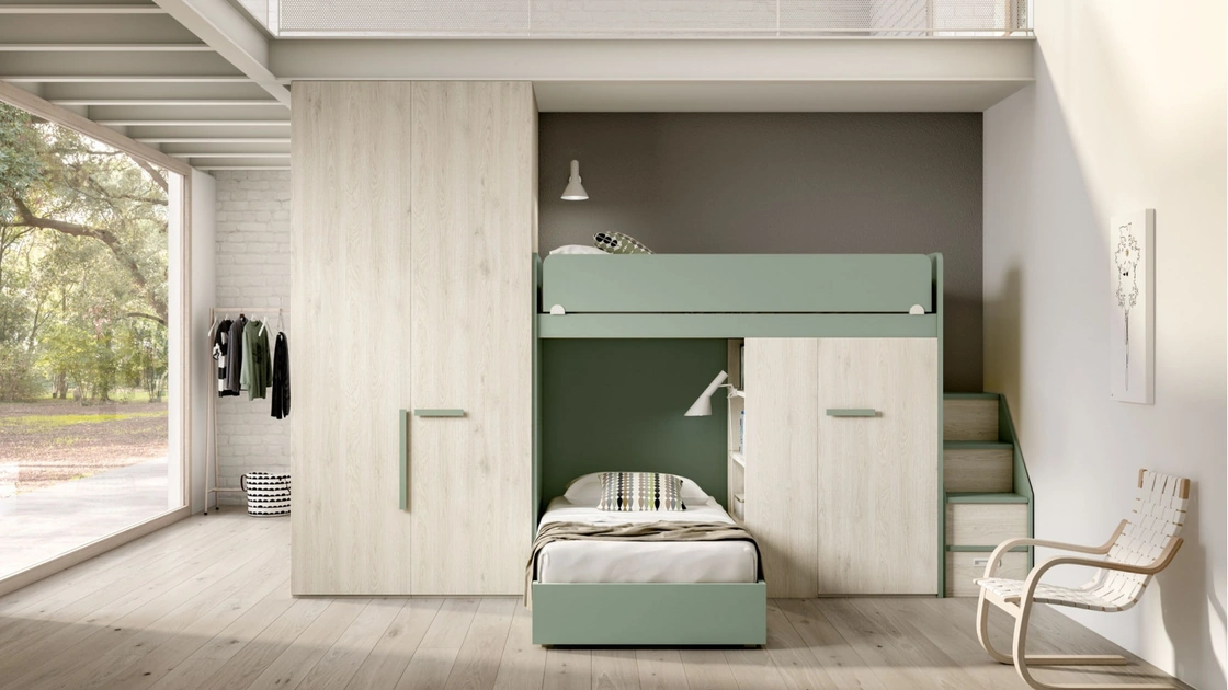 Camera con soppalco con letti a sbalzo Room 172 di Zg Mobili