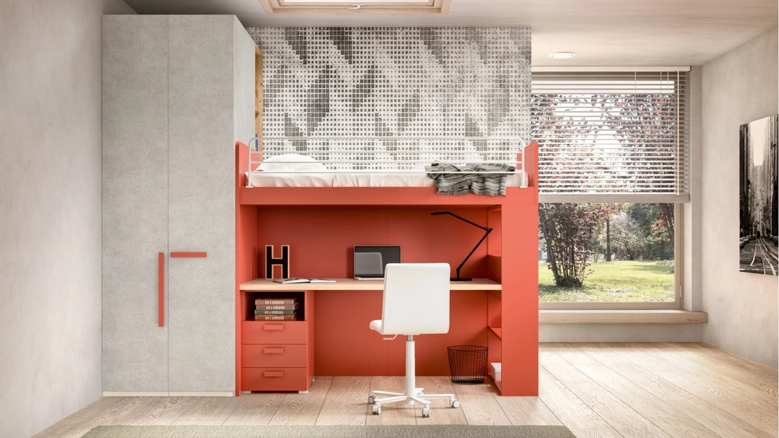 Camera con soppalco e scrivania Room 173 di Zg Mobili